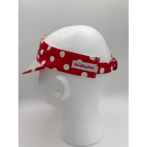 Walt Disney World Minnie Mouse Children's Visor Red White Polka Dot Elastic Back - Picture 3 of 4